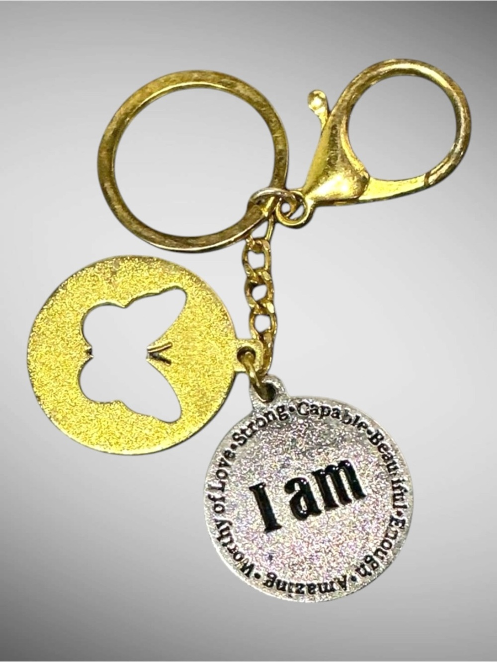 Vintage Purse Charm Key Chain Motivational I Am Enough
